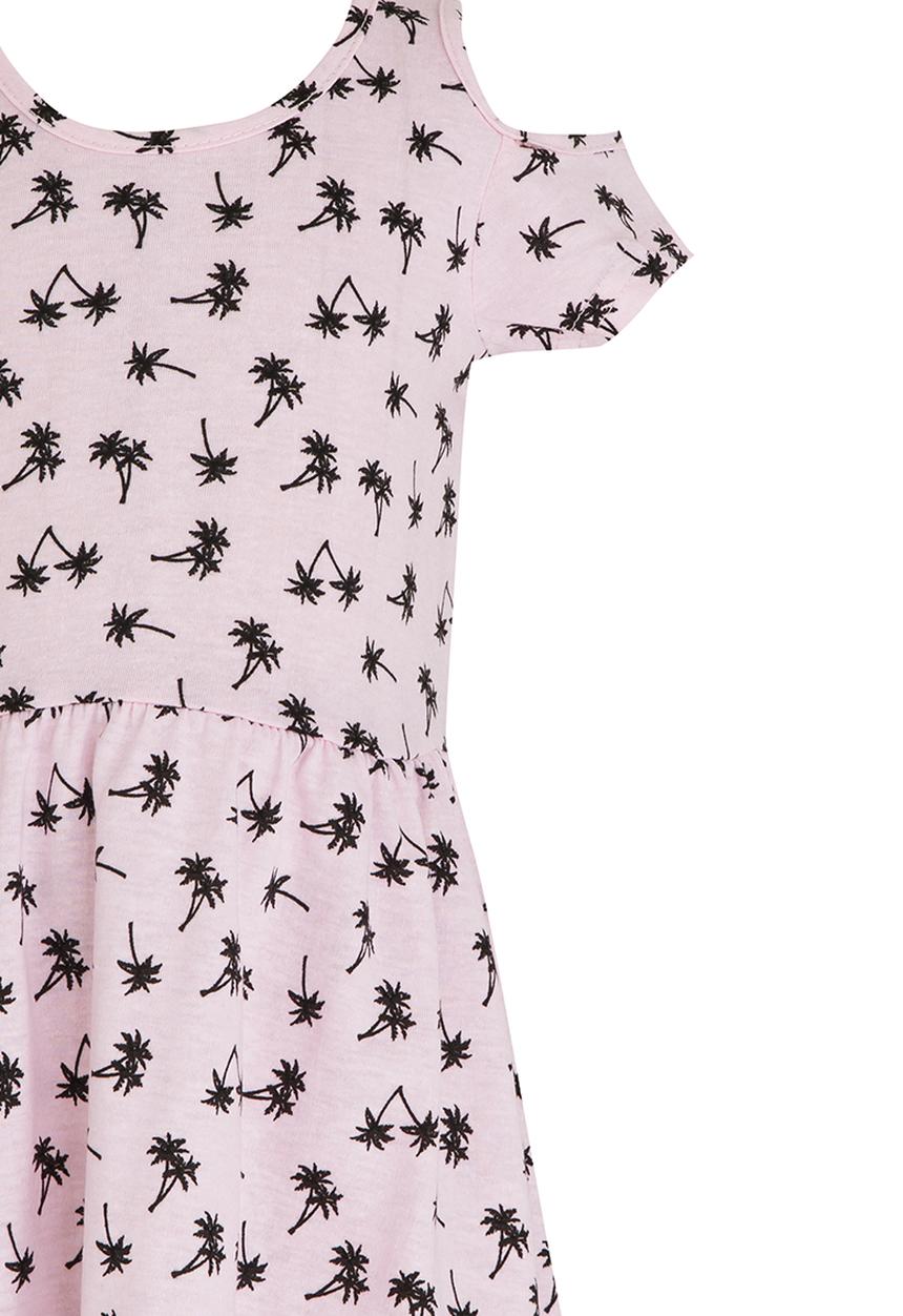 Twin Clothing - Palm Printed Dress Pale Pink