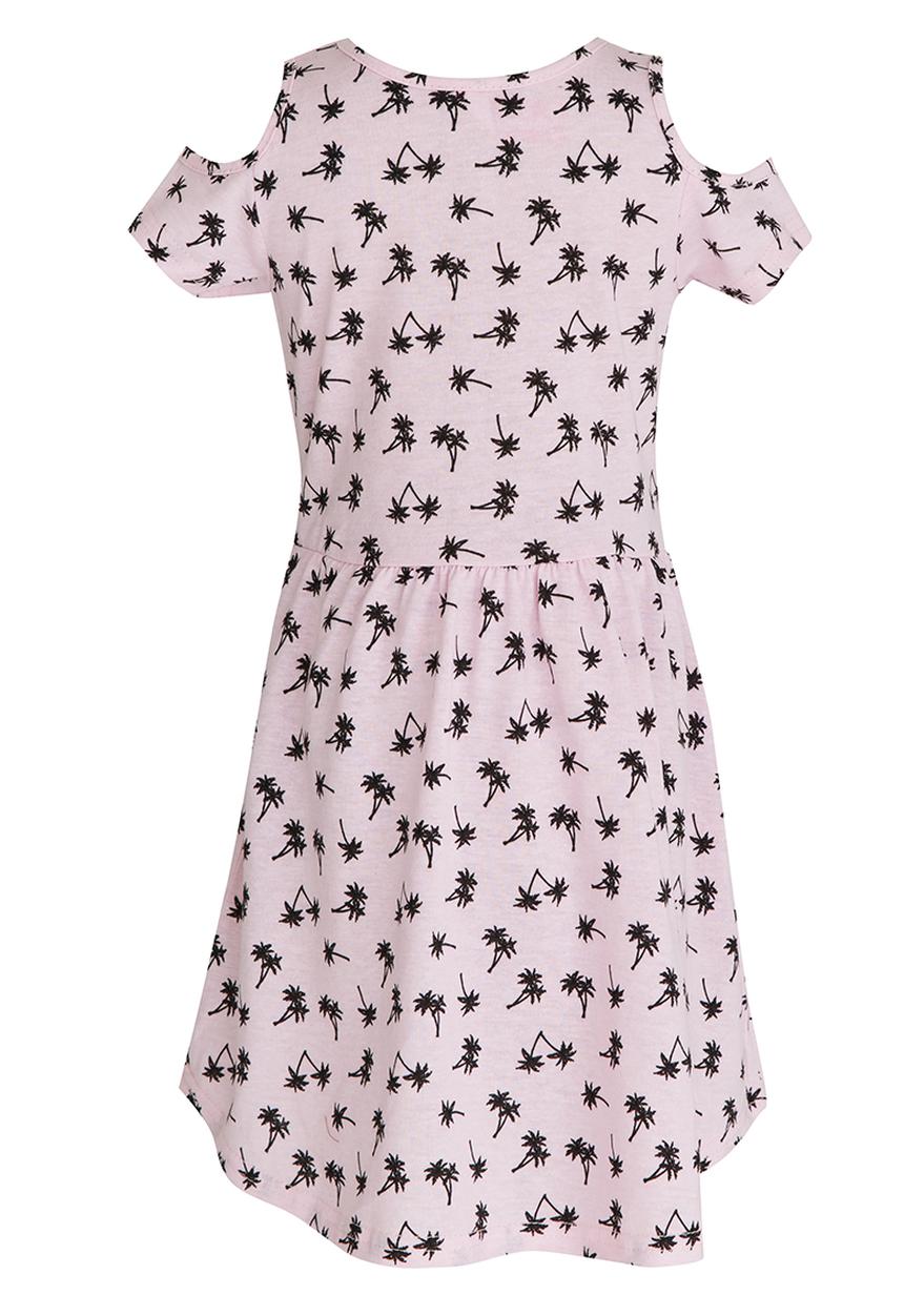 Twin Clothing - Palm Printed Dress Pale Pink