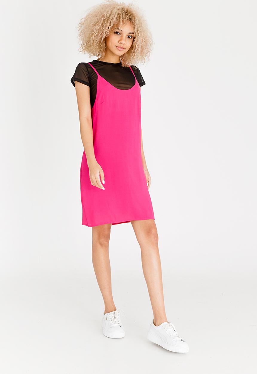 c(inch) - Double Layer Slip Dress Black