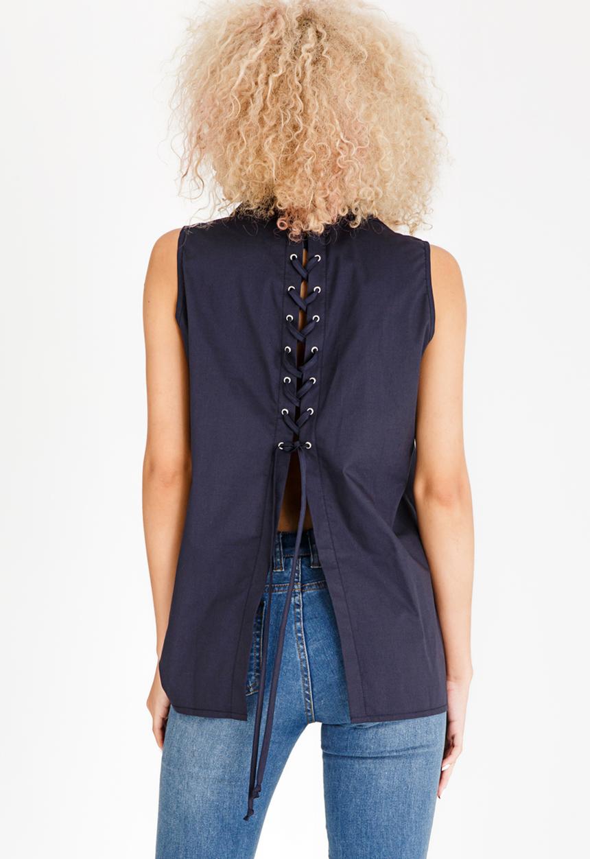 STYLE REPUBLIC - Lace-up Shirt Navy