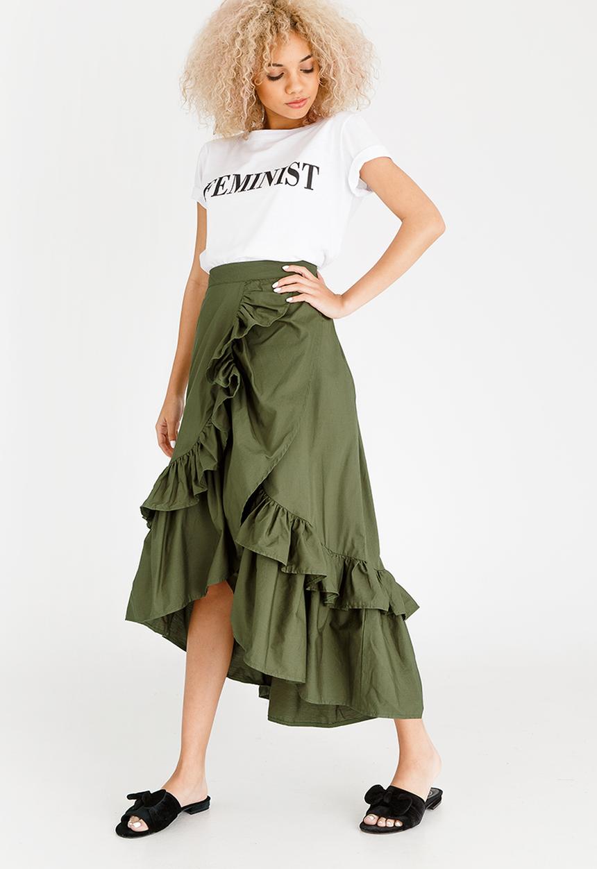 STYLE REPUBLIC - High Low Frill Skirt Dark Green