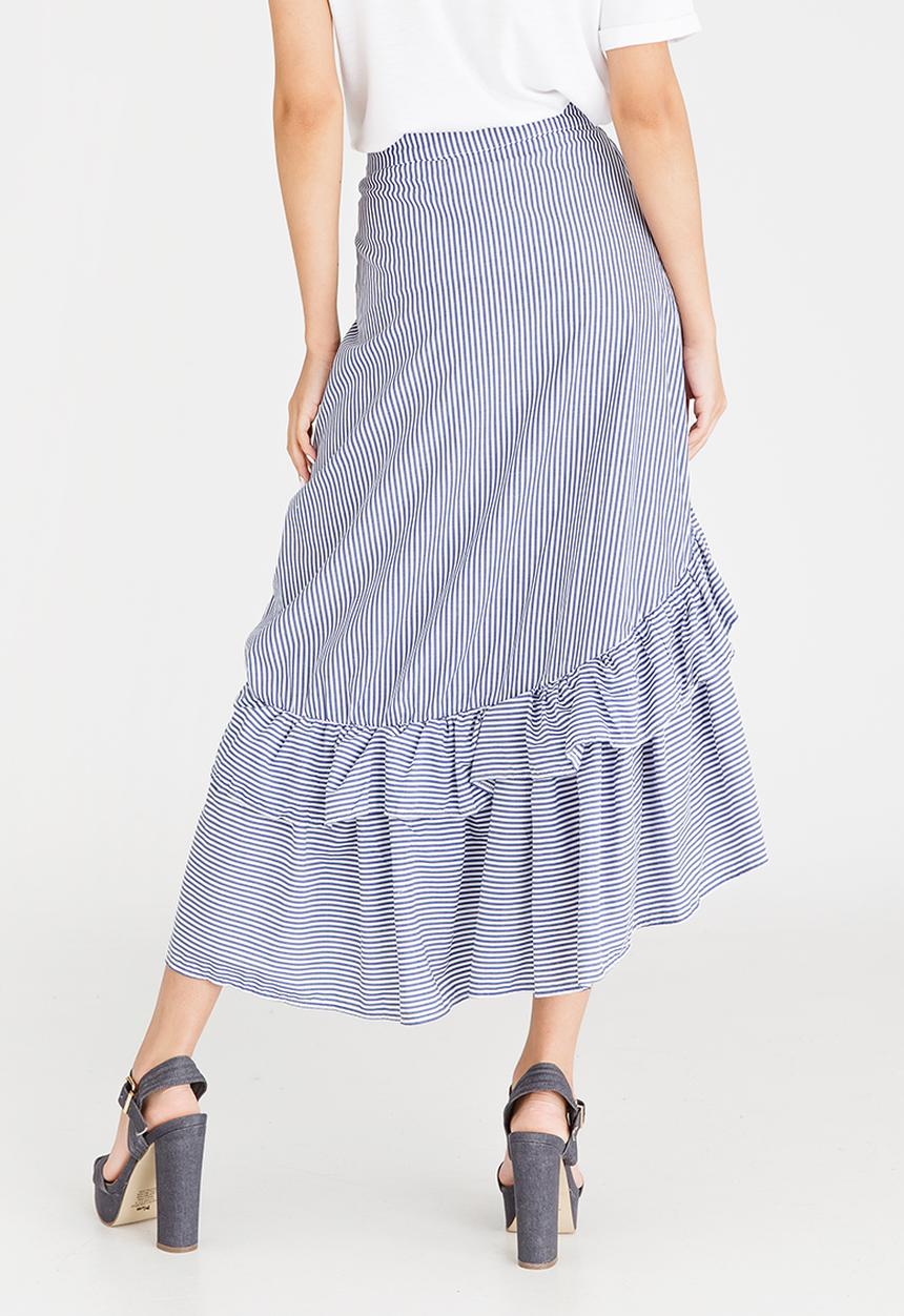 STYLE REPUBLIC - High Low Frill Skirt Blue and White