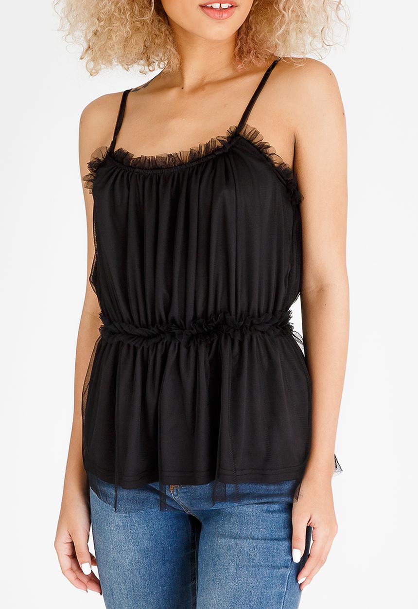 STYLE REPUBLIC - Mesh Tier Cami Black