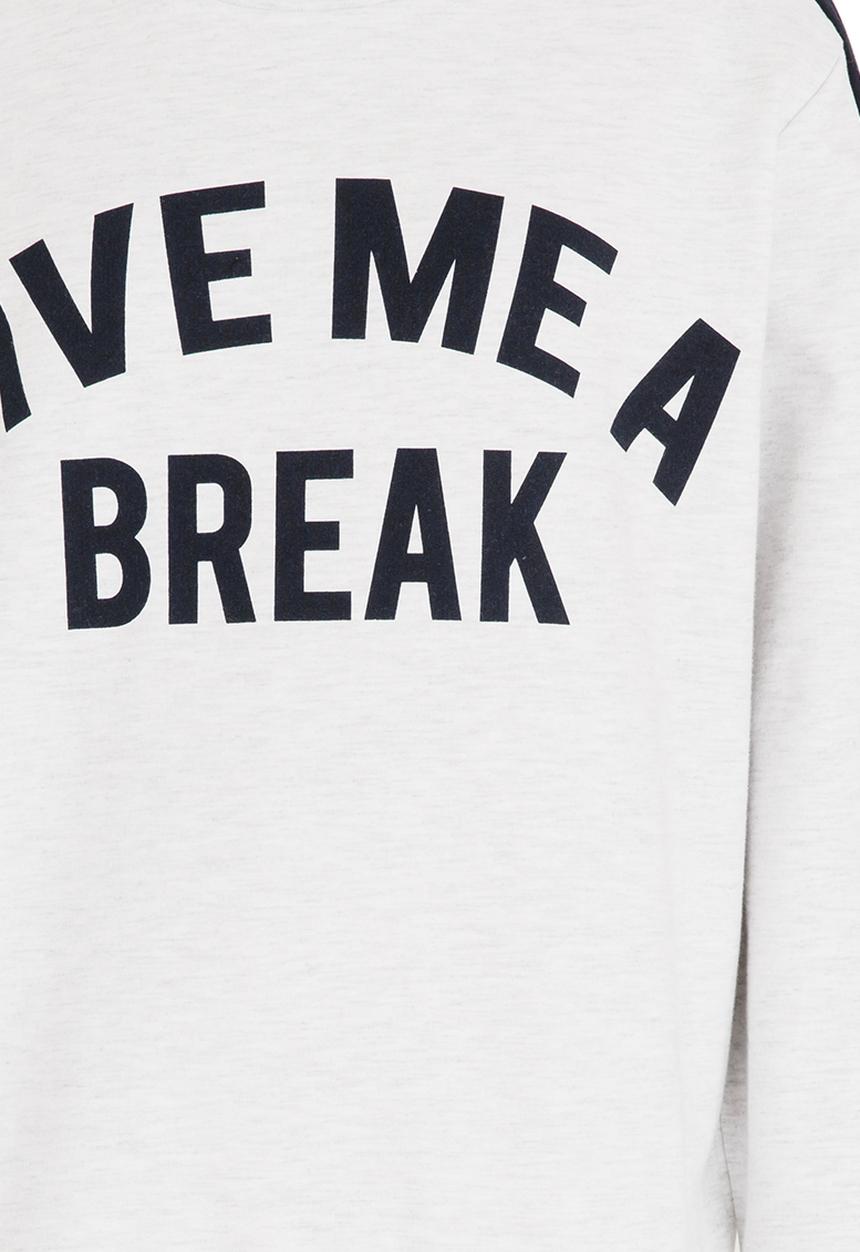 Name It - Printed Sweat Top Grey Melange