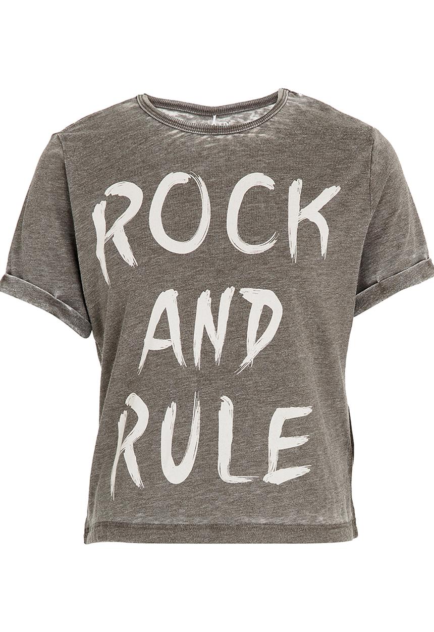 Name It - Printed Boxy Tee Grey