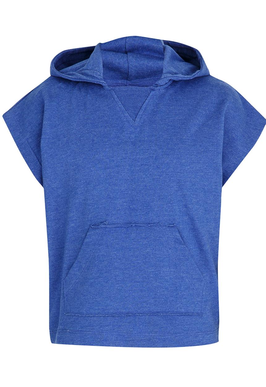 Name It - Cropped Sleeveless Hoodie Blue