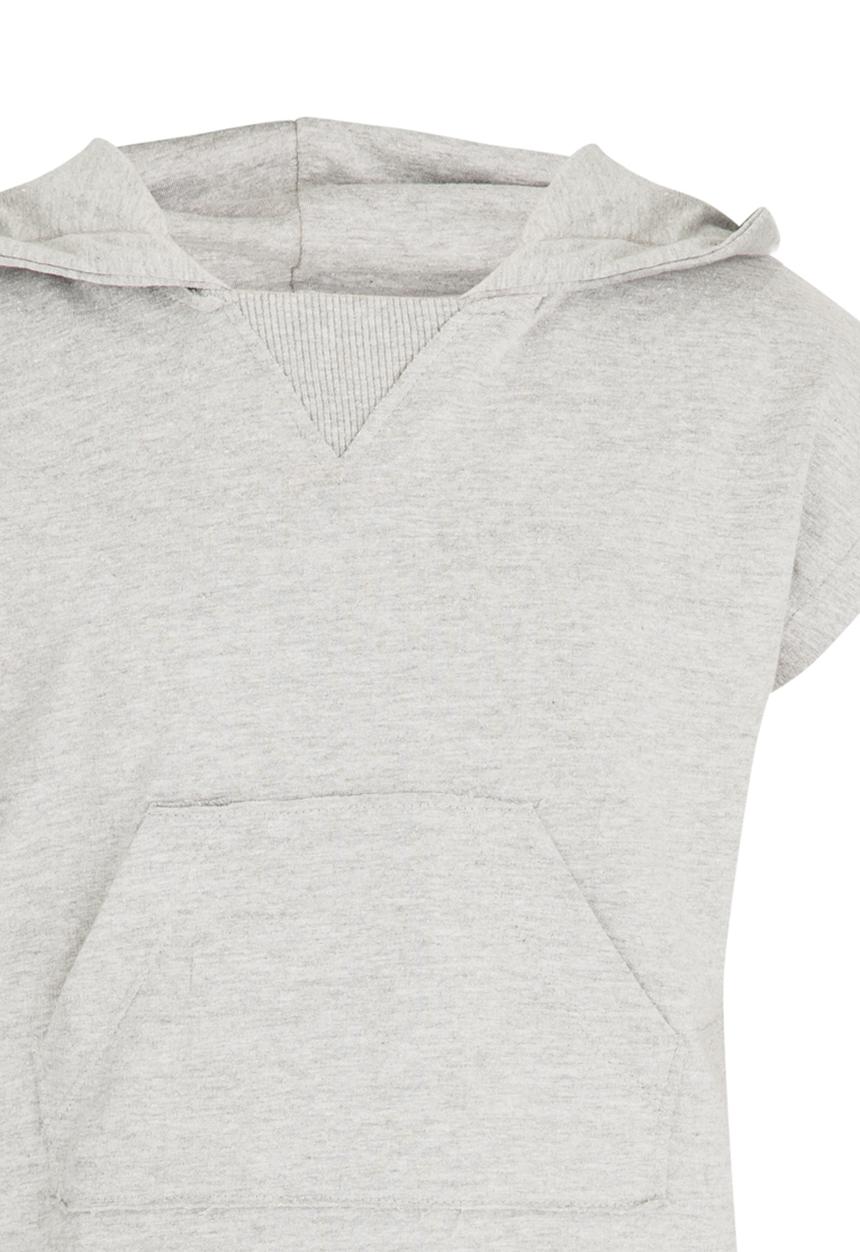 Name It - Cropped Sleeveless Hoodie Grey Melange