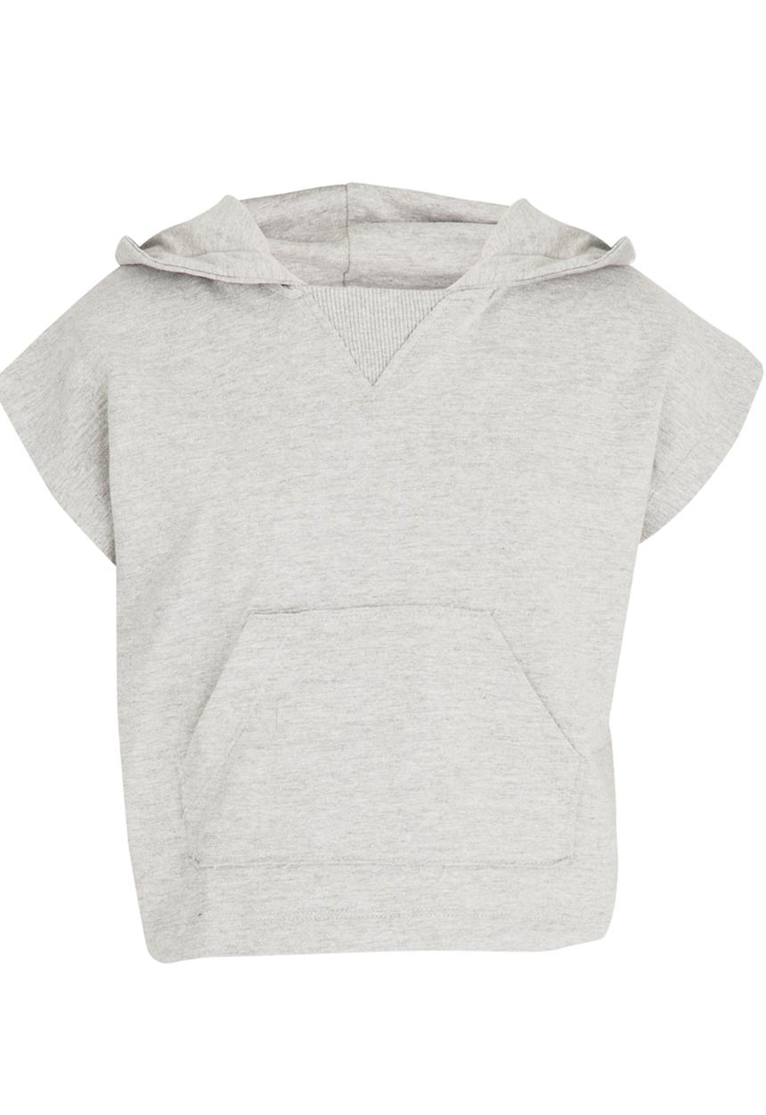 Name It - Cropped Sleeveless Hoodie Grey Melange