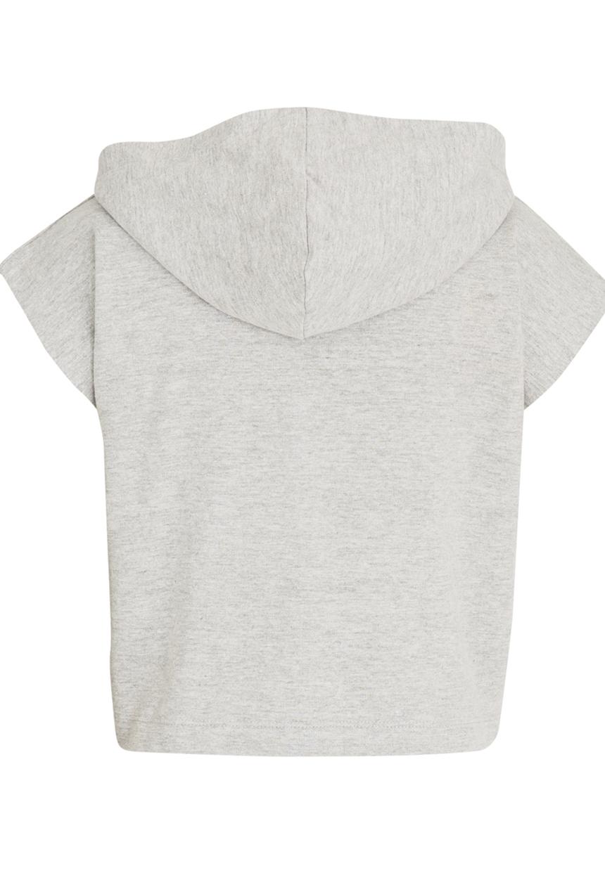 Name It - Cropped Sleeveless Hoodie Grey Melange