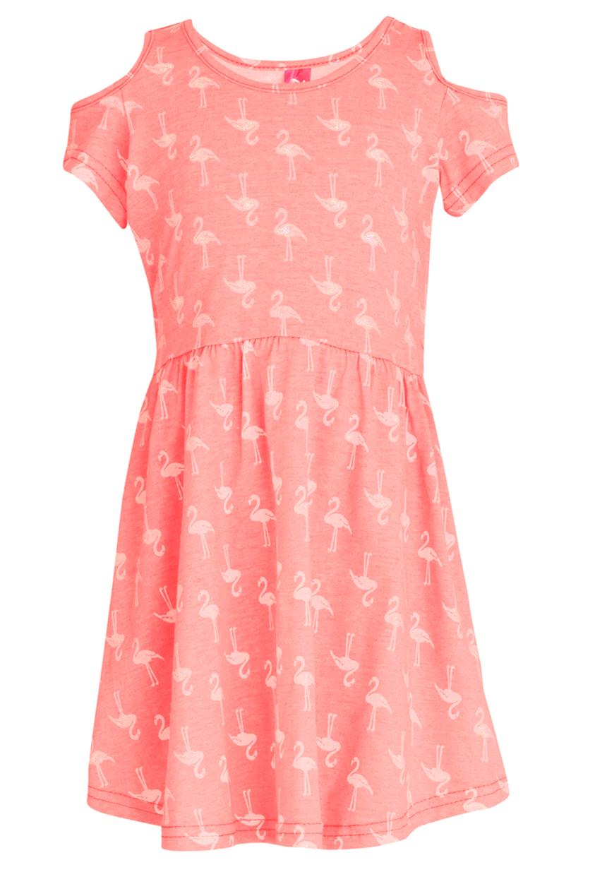 Twin Clothing - Flamingo Printed Dress Coral