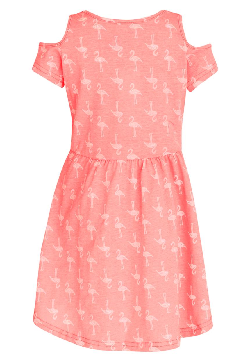 Twin Clothing - Flamingo Printed Dress Coral