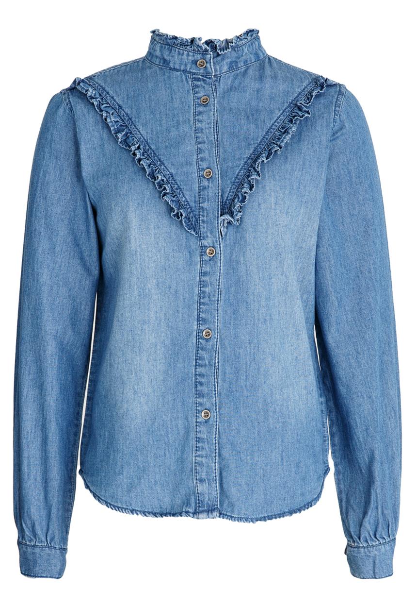 Name It - Denim Frill Blouse Pale Blue