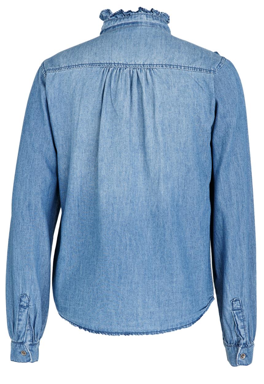 Name It - Denim Frill Blouse Pale Blue
