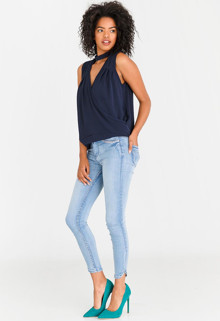 STYLE REPUBLIC - Choker Neckline Blouse Navy