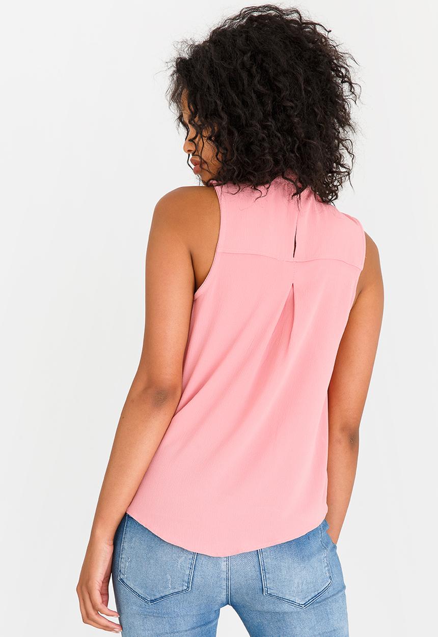 STYLE REPUBLIC - Choker Neckline Blouse Mid Pink