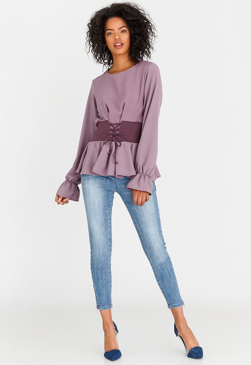 STYLE REPUBLIC - Corset Inspired T-shirt Mid Purple