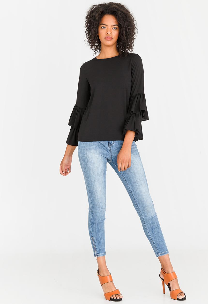 Vero Moda - Dellie 3/4 Frill Top Black