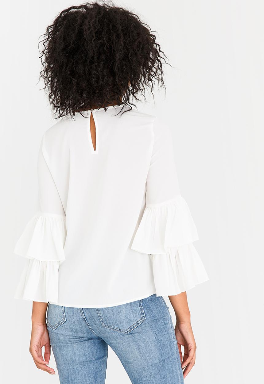 Vero Moda - Dellie 3/4 Frill Top White