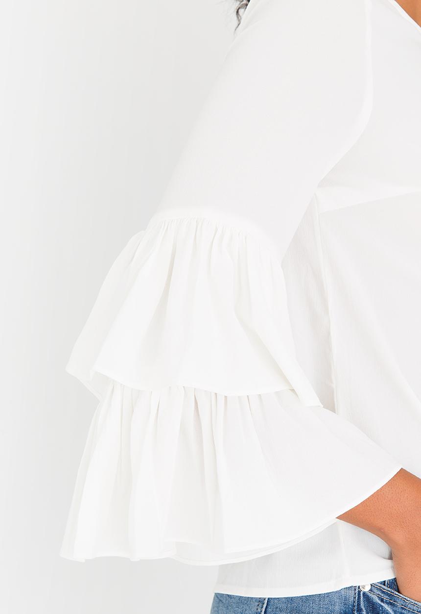 Vero Moda - Dellie 3/4 Frill Top White