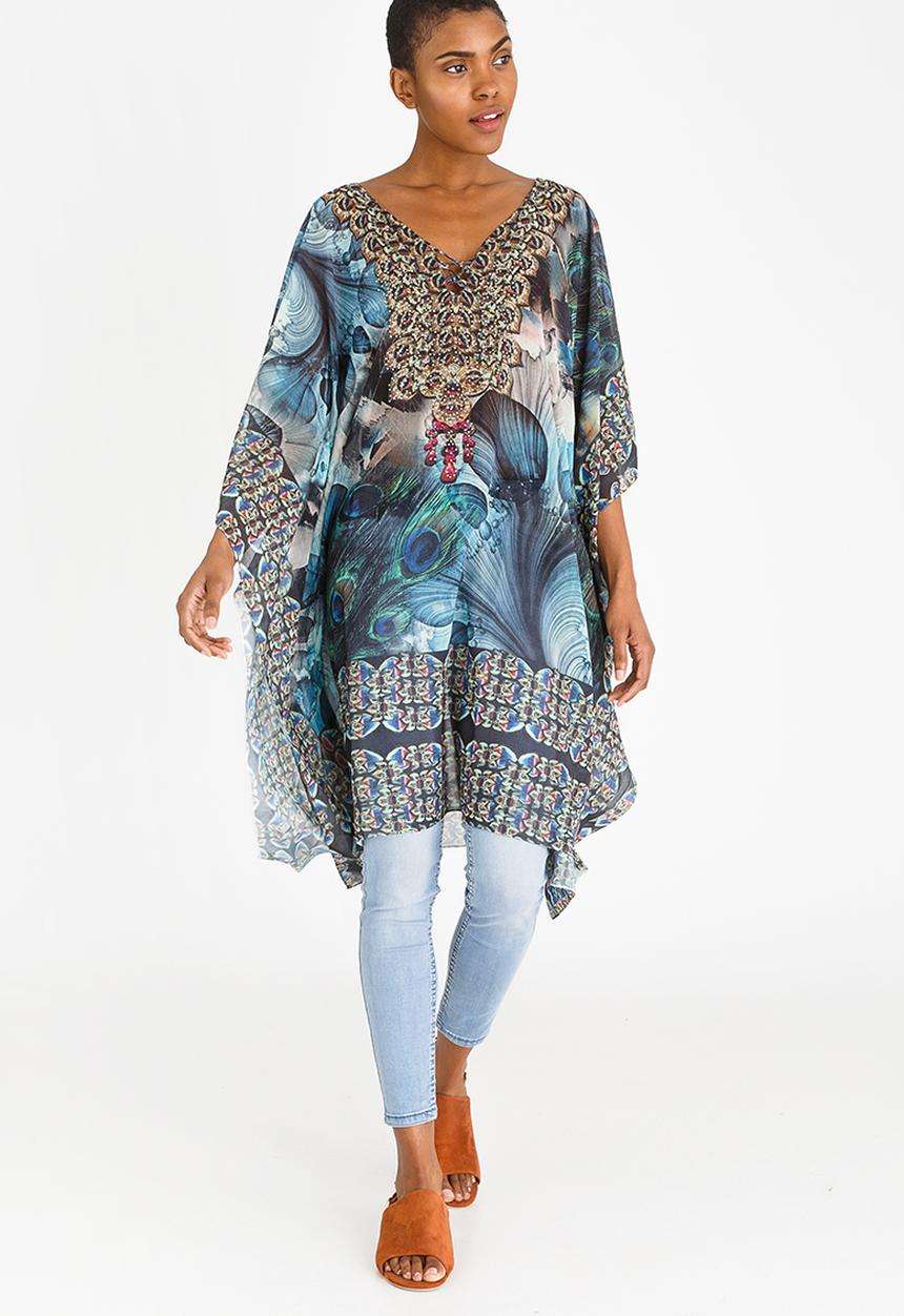 cath.nic - Grecian Mosaic Kaftan Top Blue