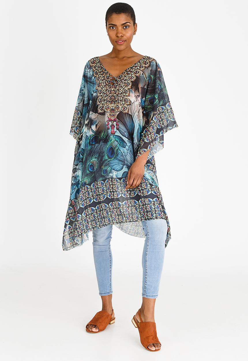 cath.nic - Grecian Mosaic Kaftan Top Blue