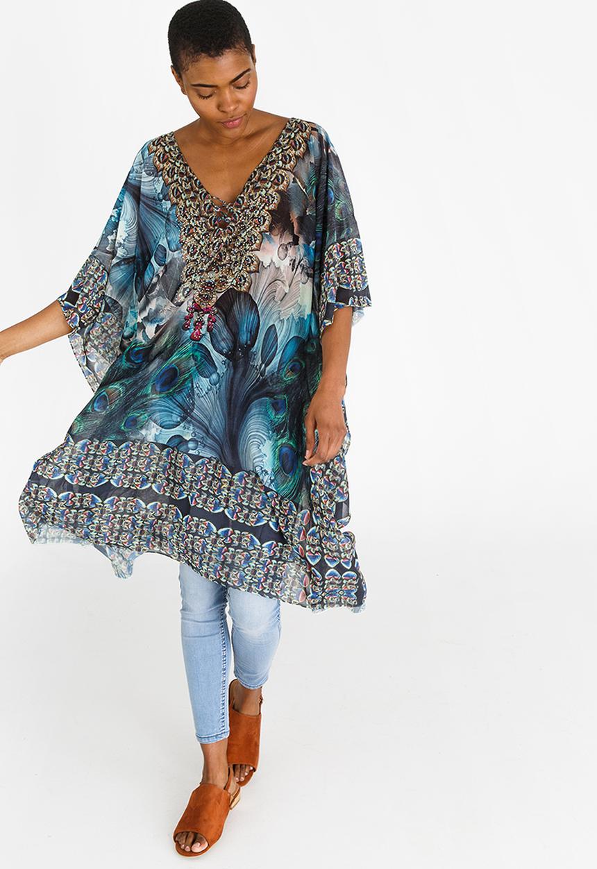 cath.nic - Grecian Mosaic Kaftan Top Blue