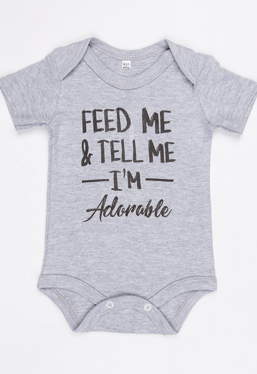 Funky Shop - Slogan Baby Grow Grey
