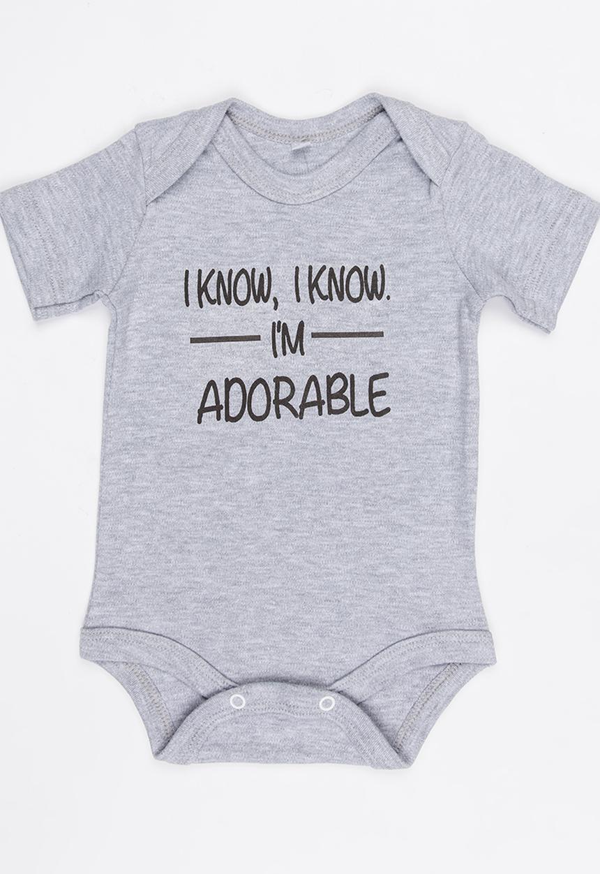 Funky Shop - Slogan Baby Grow Grey