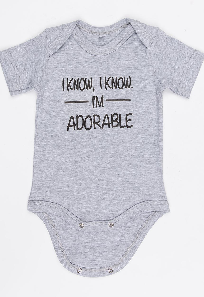 Funky Shop - Slogan Baby Grow Grey