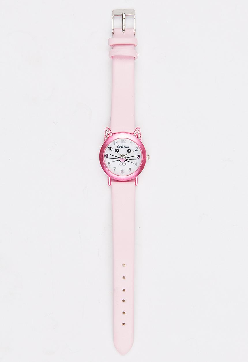 Cool Kids - Girls Kitty Watch Mid Pink