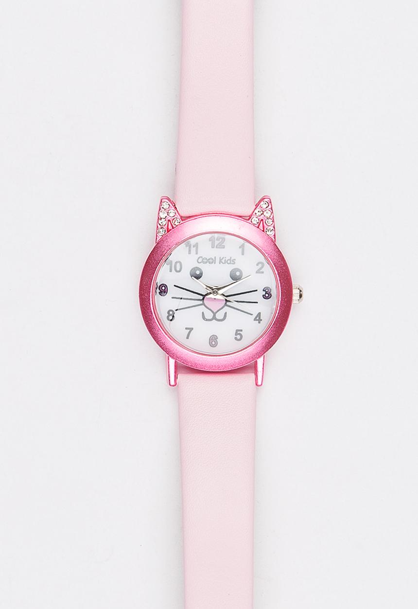 Cool Kids - Girls Kitty Watch Mid Pink