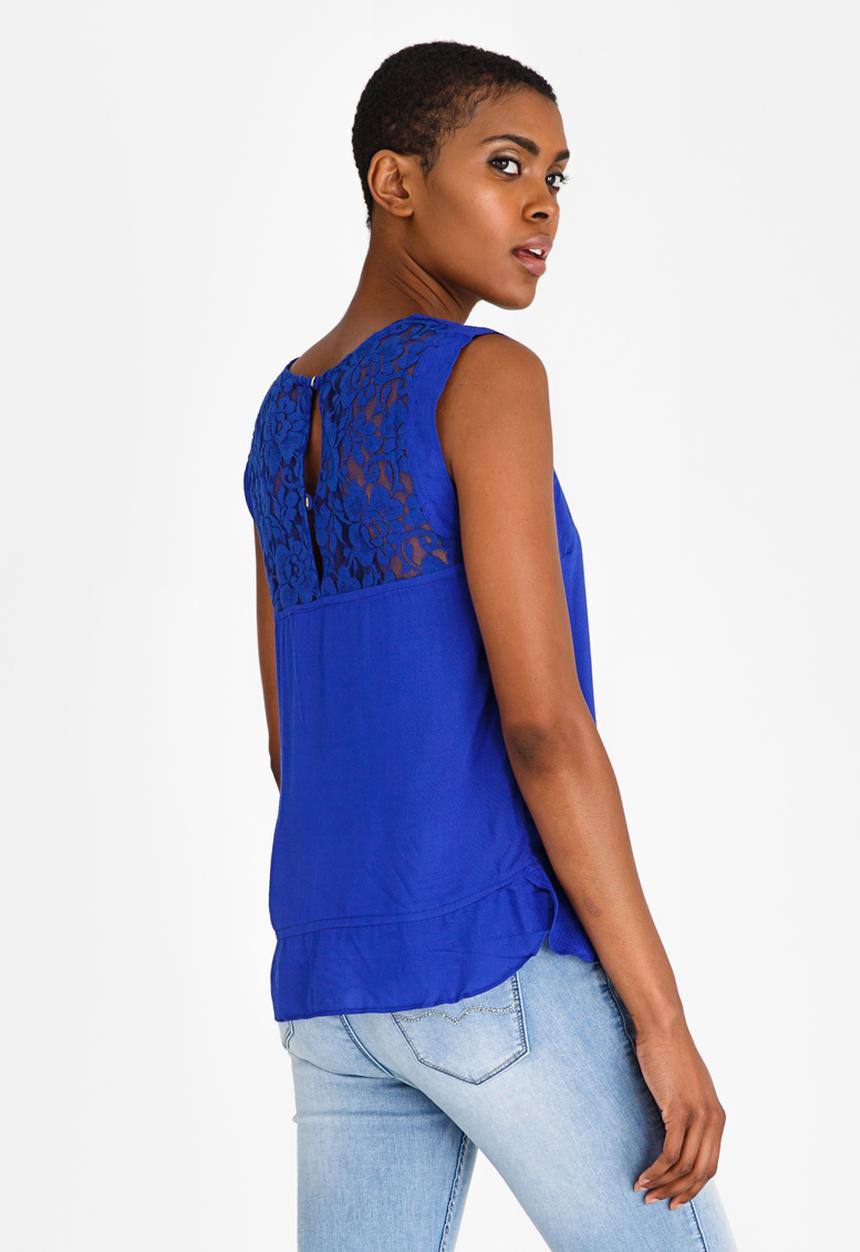 edit - Lace Back Sleeveless Top Blue