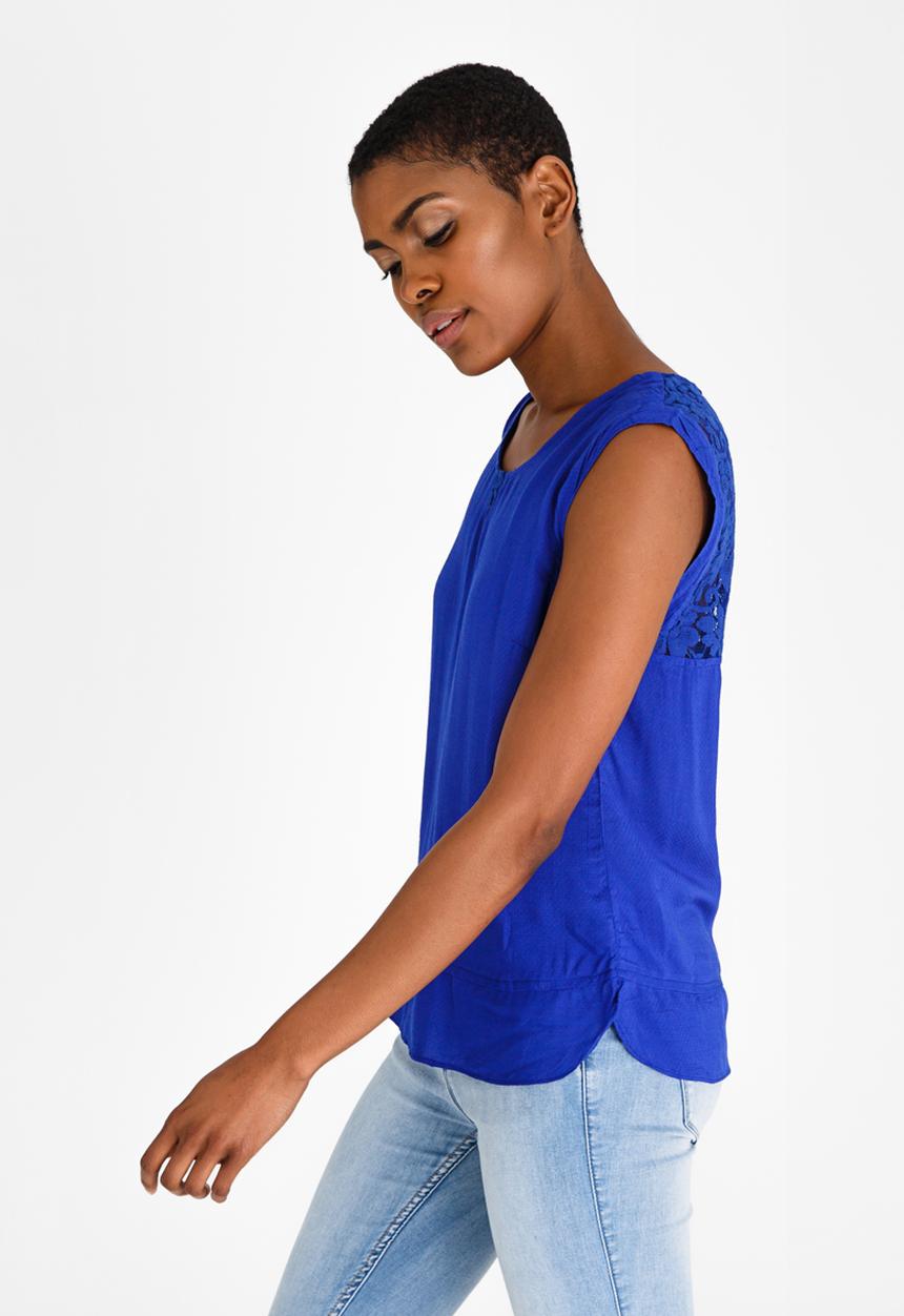 edit - Lace Back Sleeveless Top Blue
