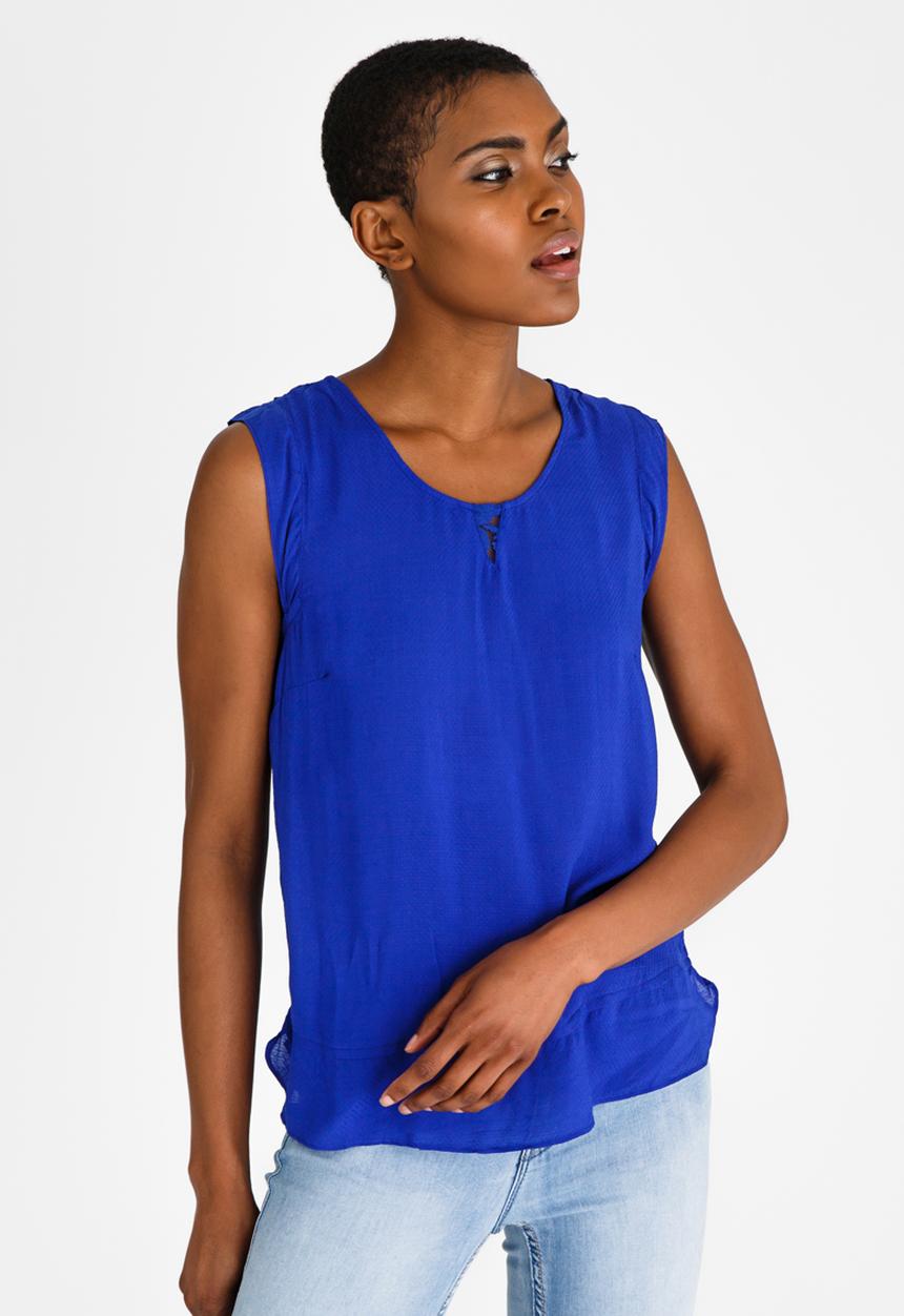 edit - Lace Back Sleeveless Top Blue
