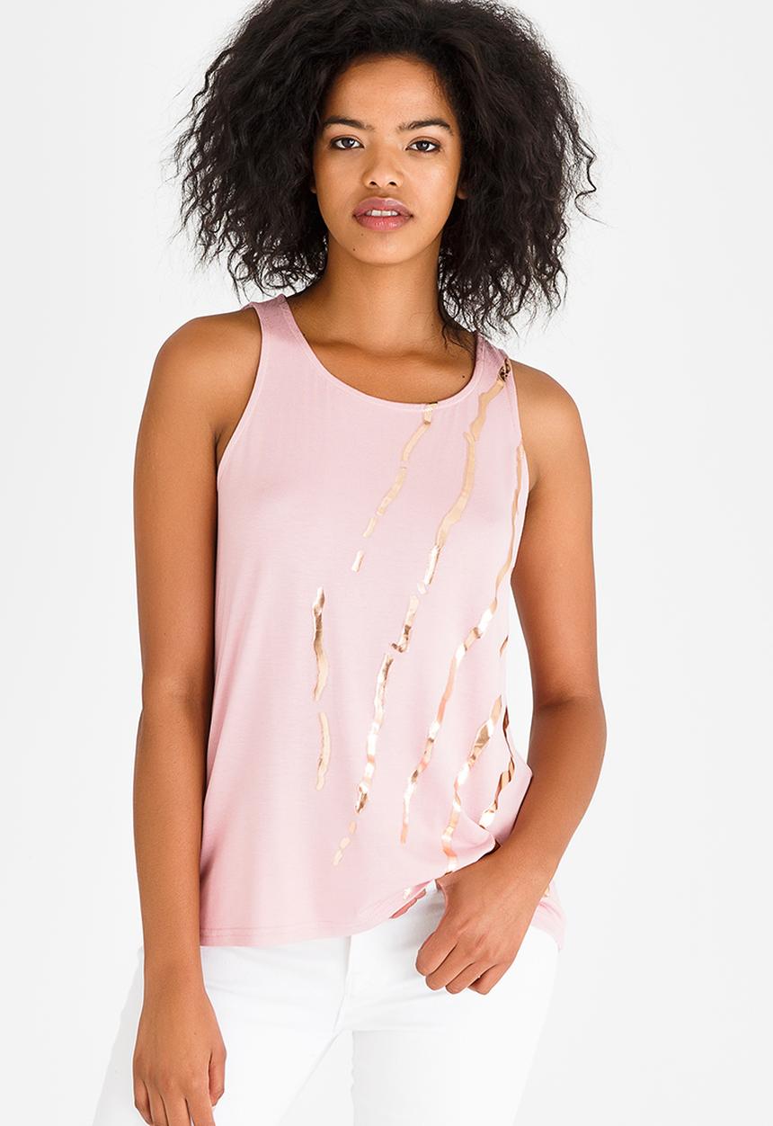 Kate Jordan - Rose Gold Print Vest Pale Pink