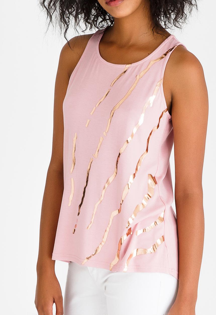 Kate Jordan - Rose Gold Print Vest Pale Pink