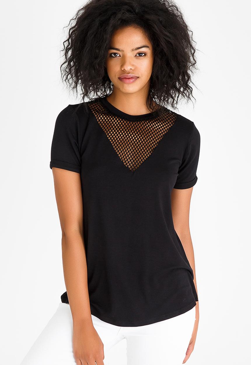 Kate Jordan - Mesh Inset Top Black