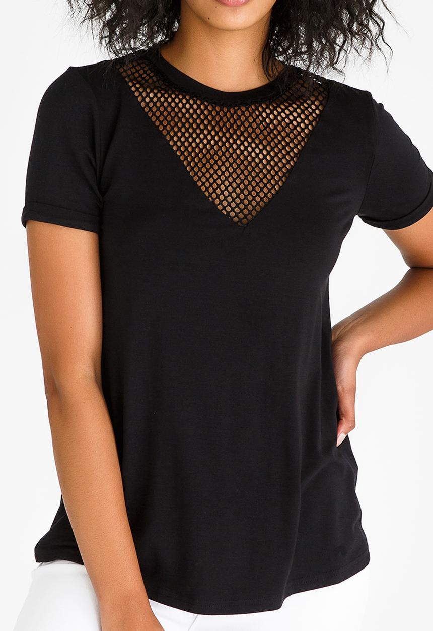 Kate Jordan - Mesh Inset Top Black