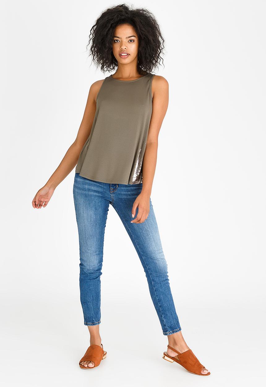 Kate Jordan - Rose Gold Zip Vest Green