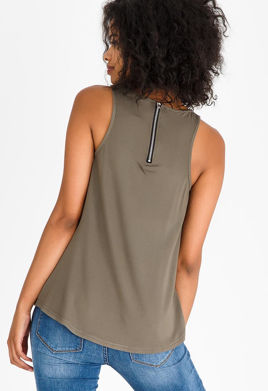 Kate Jordan - Rose Gold Zip Vest Green