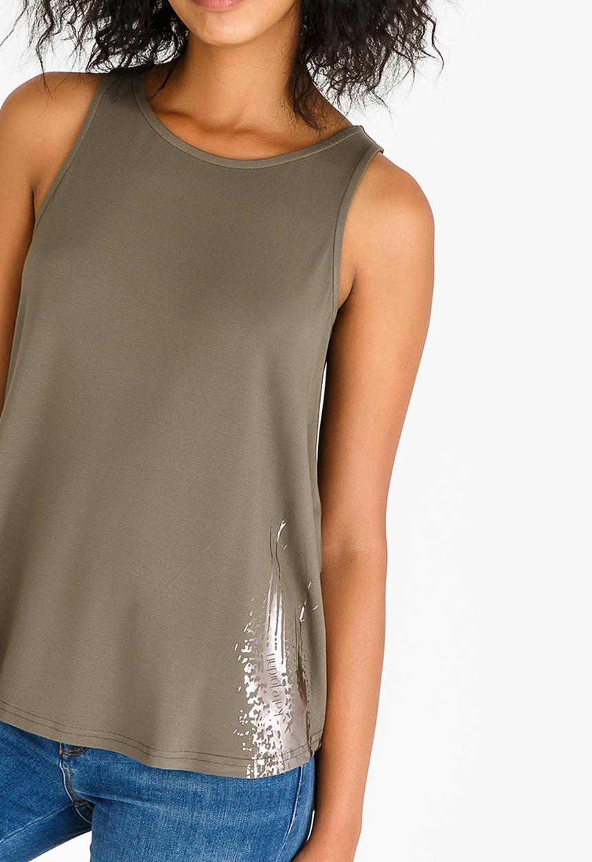 Kate Jordan - Rose Gold Zip Vest Green