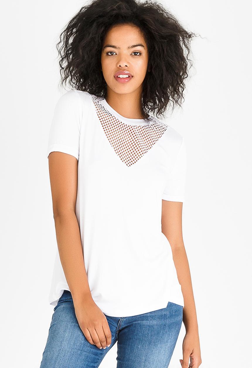 Kate Jordan - Mesh Inset Top White