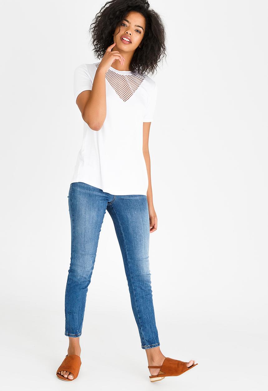 Kate Jordan - Mesh Inset Top White