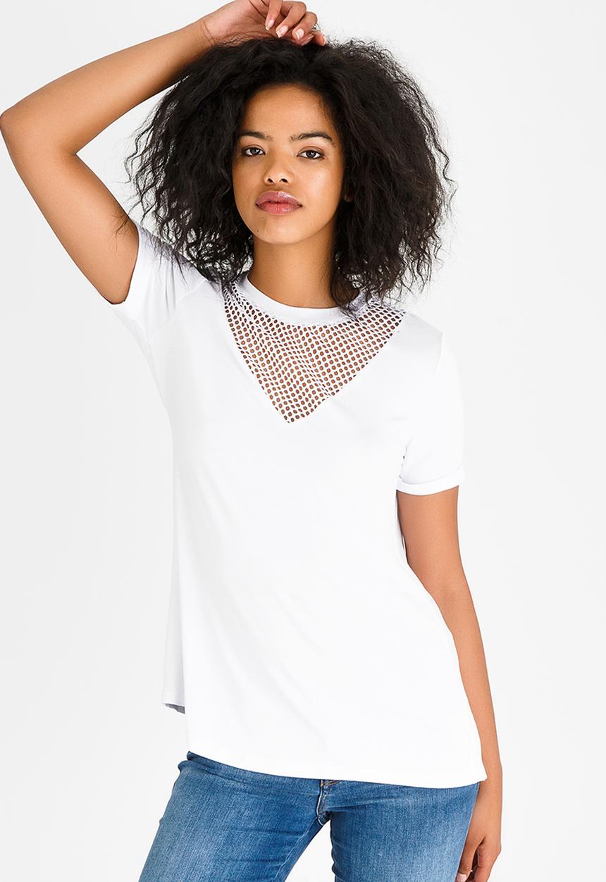 Kate Jordan - Mesh Inset Top White