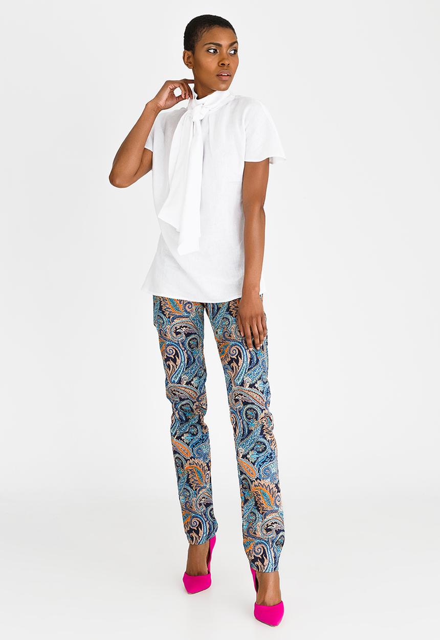 DAVID by David Tlale - Capped Sleeve Pussy Bow Blouse White