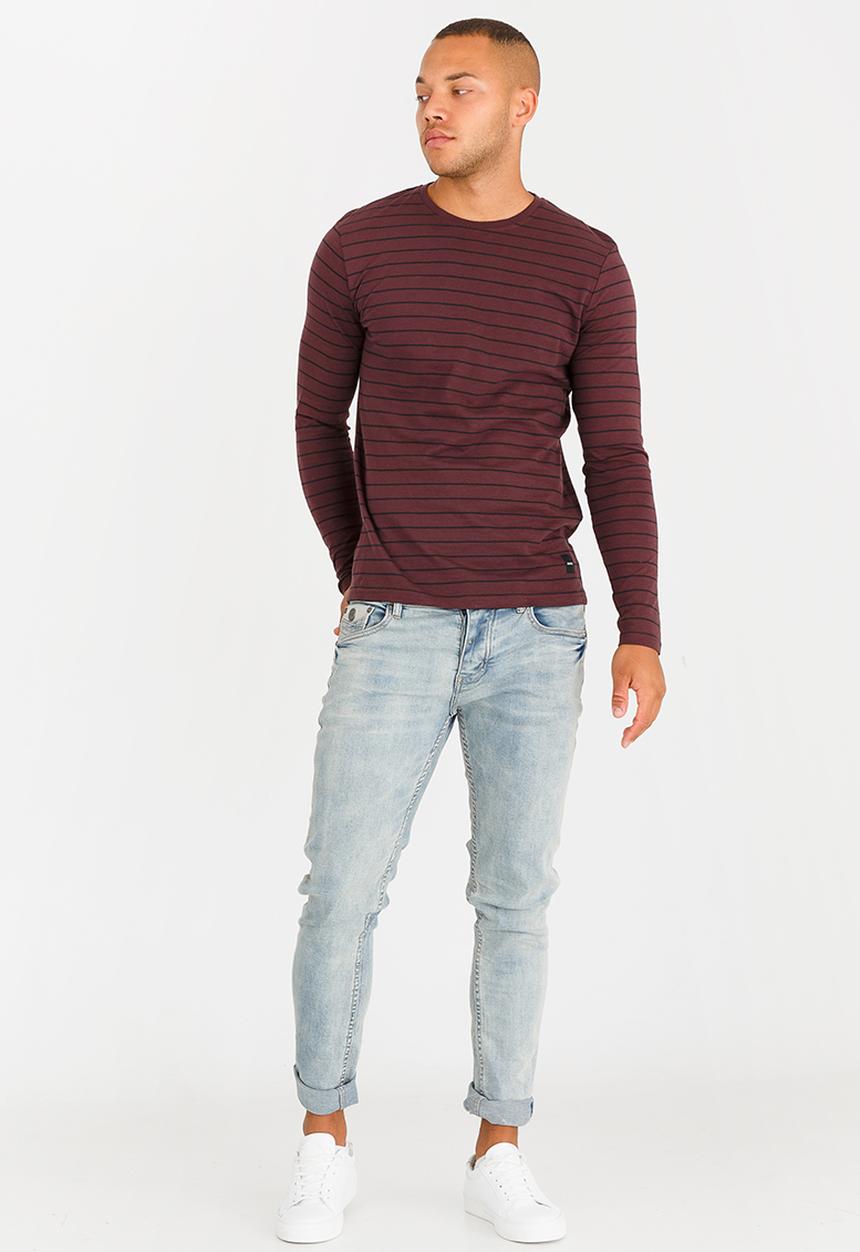 Only & Sons - Panno  Stripe Fitted Tee Burgundy