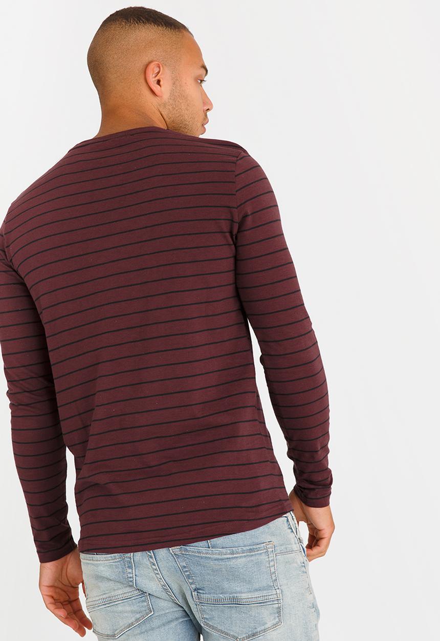 Only & Sons - Panno  Stripe Fitted Tee Burgundy