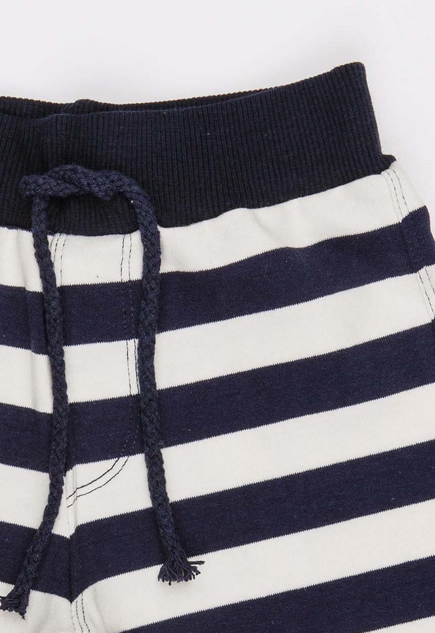 Pop Candy - Boys Printed  Stripe Shorts Black and White