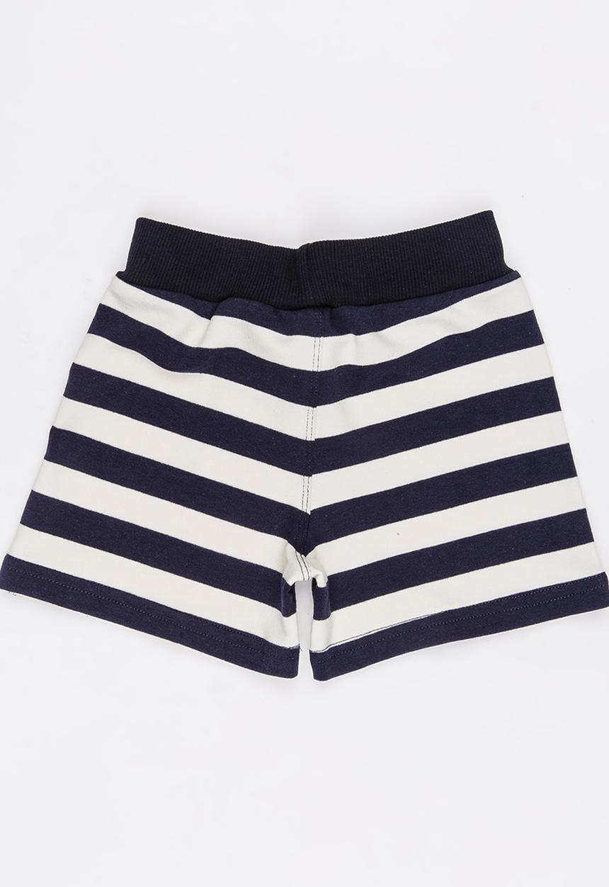 Pop Candy - Boys Printed  Stripe Shorts Black and White