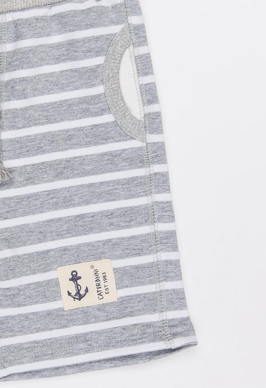 Pop Candy - Boys Stripe  Fleece Shorts Grey